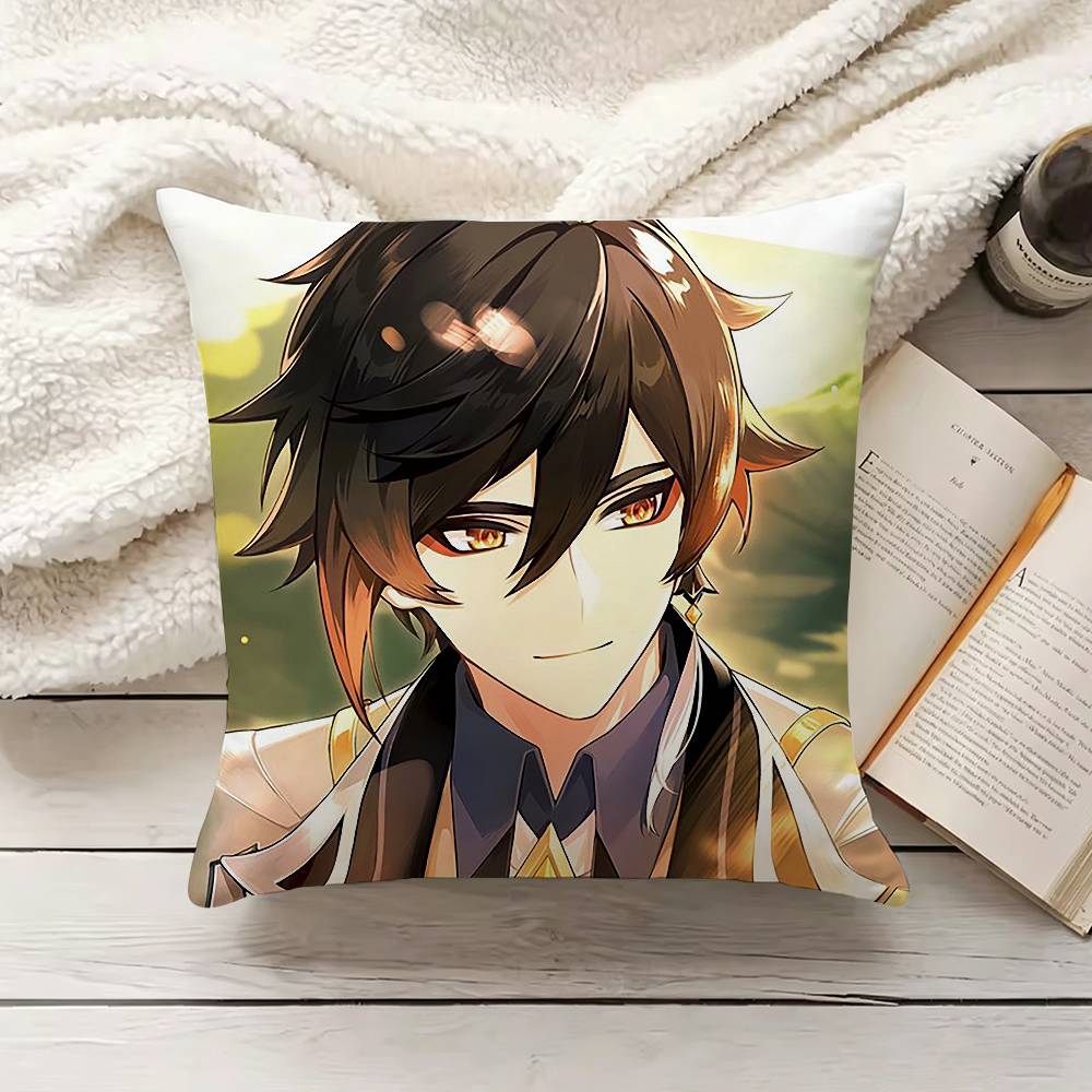 Game Genshin Impact Zhongli Pillow Cover Sofa Cushion Cover Home Room Decoration Children Gift