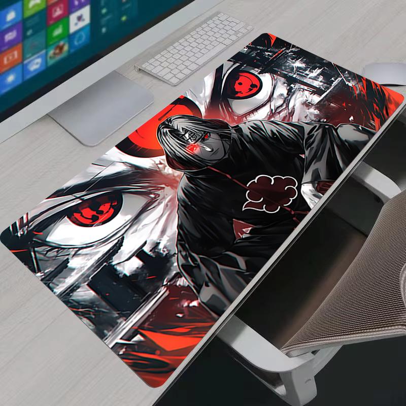 Mouse Pad Anime Gamer Larger XXL N-Naruto Uchiha Itachi Sasuke Computer Keyboard Desk Mat Pc Gaming Accessories Black Mousepad