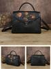 Johnature Chinese Style Genuine Leather Retro Embossed Women's Handbag With Large Capacity Shoulder Crossbody Bag