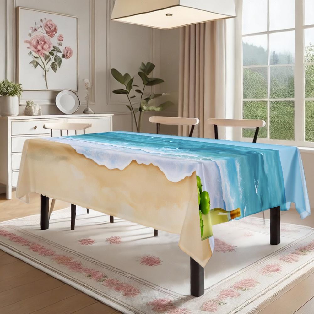 Beach Ocean Wave Rectangle Table Cloth for Table Decor Kitchen Dining Waterproof Reusable Tablecloth for Table Holiday Party