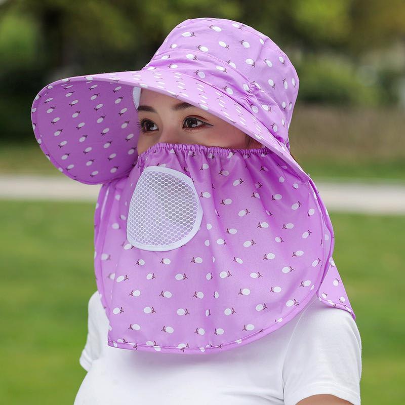 Summer Sun Hat, Women's UV Protection Tea Picking Hat, Big Brim Sun Hat, Face Cover, Outdoor Cycling Sun Protection Hat