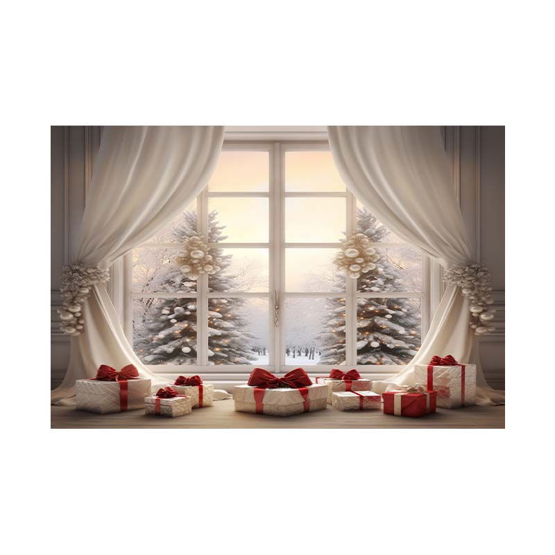 Indoor Window Sill Winter Snow Scene Children Shooting Background Cloth Background Wall Decoration Photo Cloth