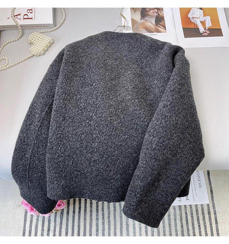 Hochwertige graue gesteppte Baumwolljacke für Damen - Herbst/Winter 2025, Locker, Figurschmeichelnd, Dicke Wolljacke