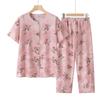 Elderly Women's Summer Cotton Short-Sleeve Two-Piece Set