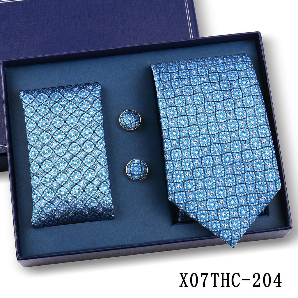 Men's Black Striped 3-Piece Gift Set: Hand-Tied 8cm Tie with Pocket Square & Cufflinks