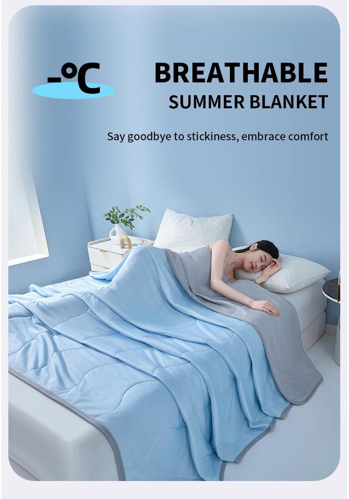 Cool Silk Summer Quilt: Air Conditioning-Ready, Ice Silk, Machine Washable, Solid Color Throw Blanket
