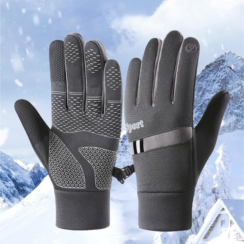 Lock Buckle Thick Cycling Gloves  Warm Outdoor Gloves Winter Cycling Gloves  Sports