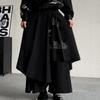 2025 Japanese Samurai Style Black Pants Men Retro Layered Irregular Pants Male Wide Leg Skirt Pants Man Casual Harajuku Trousers