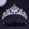 DIEZI Elegant Korean AB Pink Red Crystal Tiara Crown Women Girls Party Wedding Princess Rhinestone Bridal Crown Hair Jewelry