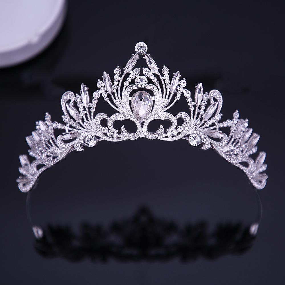DIEZI Elegant Korean AB Pink Red Crystal Tiara Crown Women Girls Party Wedding Princess Rhinestone Bridal Crown Hair Jewelry