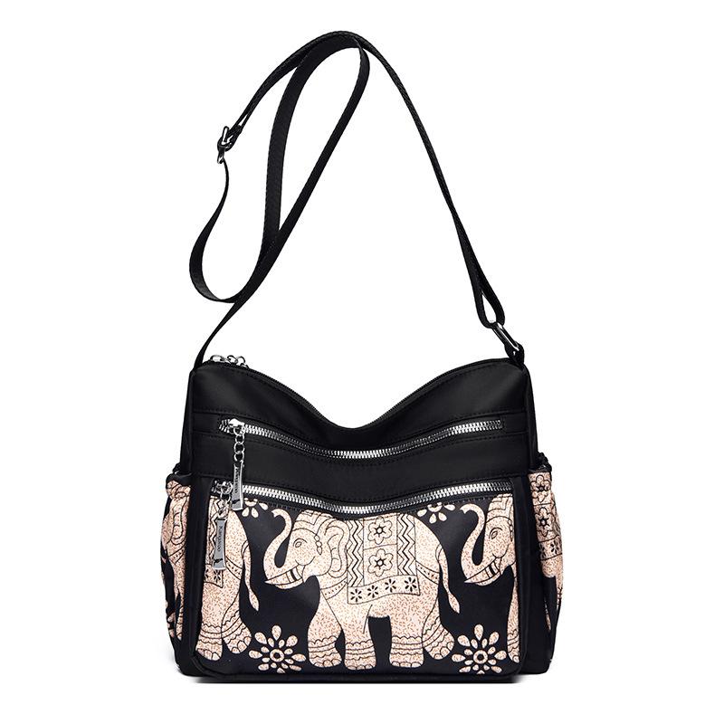 Printed Women's Messenger Bag Large Capacity Shopping Backpack Simple Commuter Shoulder Bag Trend Anti-splashing Nylon Bag