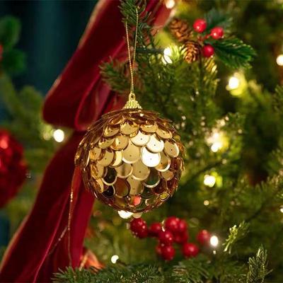 8cm Round Fish Scale Christmas Ornaments: Gold, Green, Red, Pink, Champagne Laser Colors