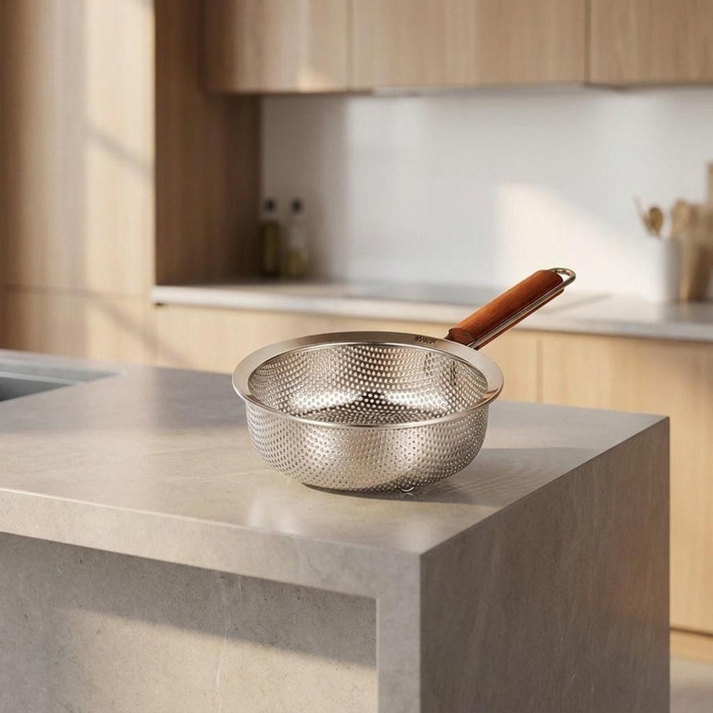 Stainless Steel Fine Mesh Strainer Sifter Spoon Kitchen Utensil Ergonomic Handle for Frying and Rinsing
