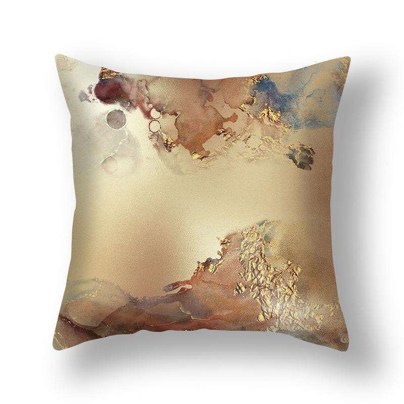 45x45cm Nordic Ins Abstract Gold Blue Marble Print Cushion Cover Sofa Office Seat Lumbar Pillow Cover Home Decoration