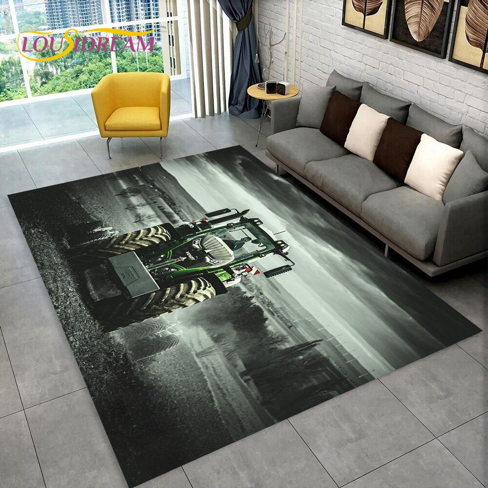 Truck Car Tractor Series Pattern Area Rug,Carpet Rug for Home Living Room Bedroom Sofa Doormat Decor,kids Non-slip Floor Mat 3D