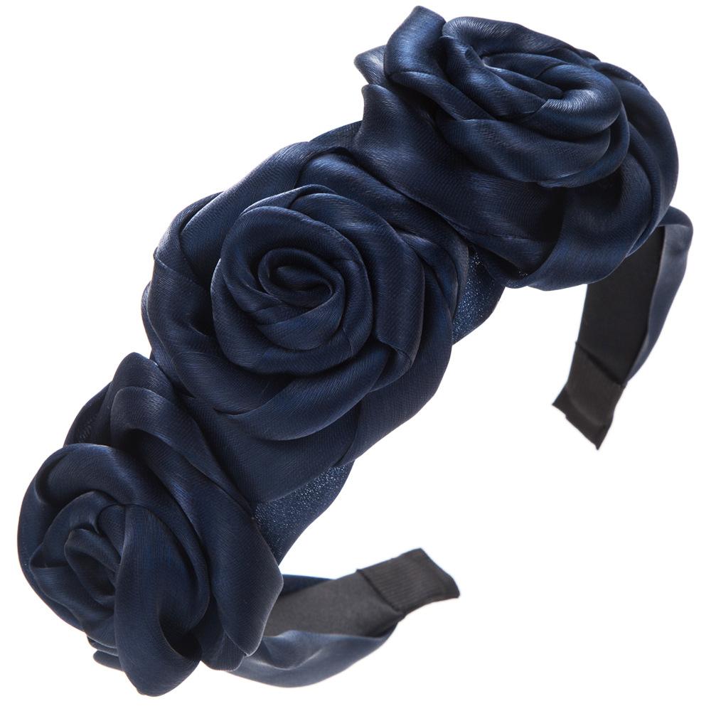 Romantic Three Dimensional Rose Hairbands Solid Color Headbands Elegant French Style Dating Outfits Hair Accessories