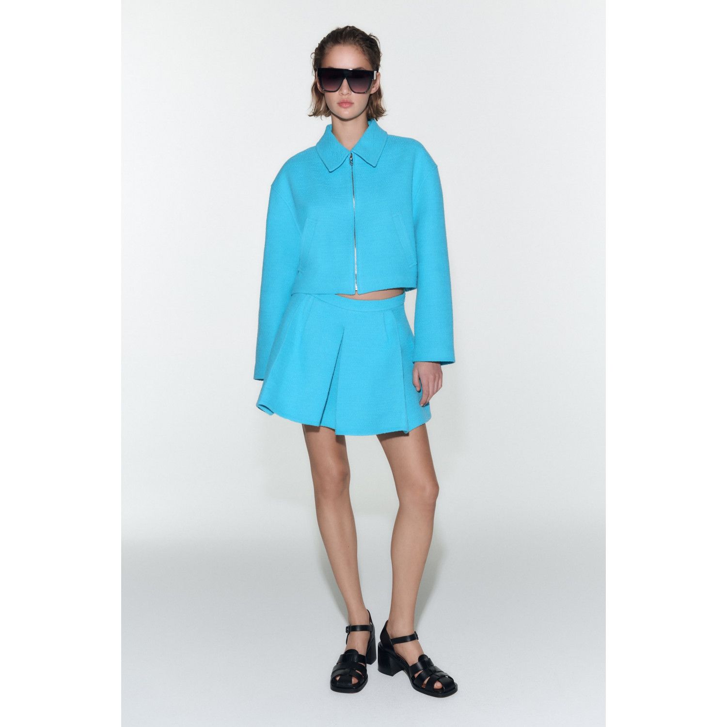 

CROPPED TEXTURED BOMBER JACKET