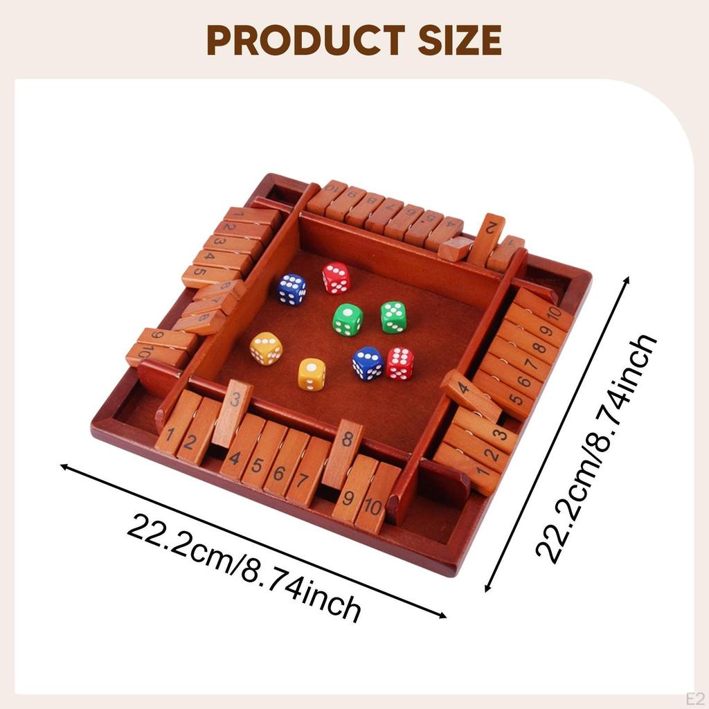 Shut The Game Number Learning with Dice Interactive Props, Wooden Board Table Math Toy for