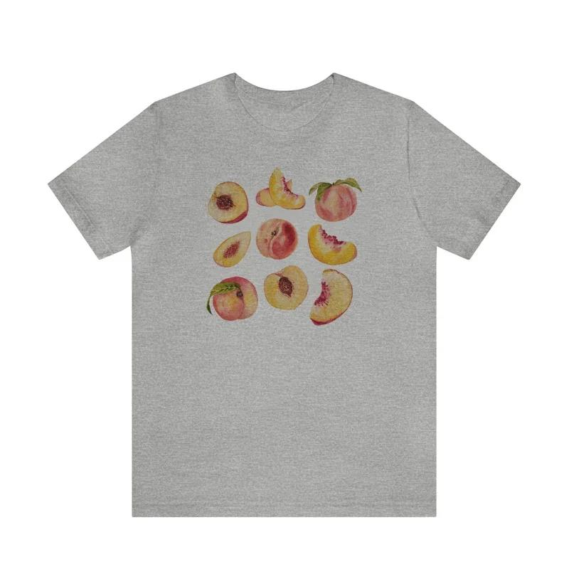 Vintage Peaches Printed Graphic Tees Women Cute Cottagecore Aesthetic TShirts Short Sleeve FeUnisex Retro Grunge Tops Clothes