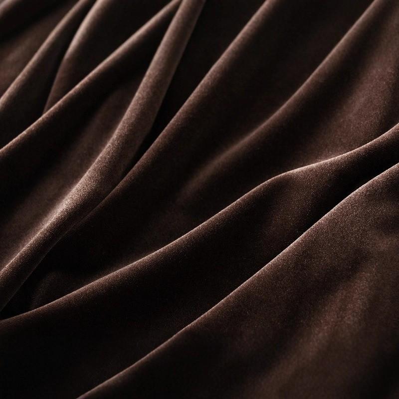 Qooth Women Velvet Split Splicing Skirt Mid Length Elastic Waist Casual Skirt QT2733