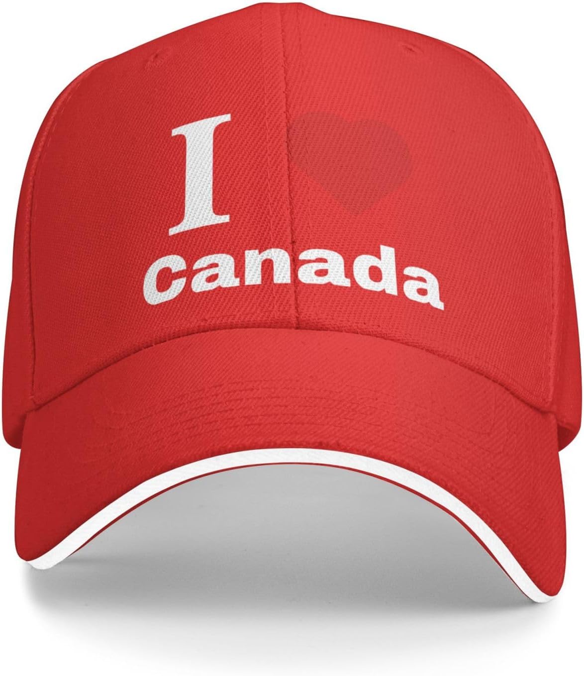 I Love Canada Baseball Cap Polyester Adjustable Sandwich Brim Hat for Adult Unisex Outdoor One Size