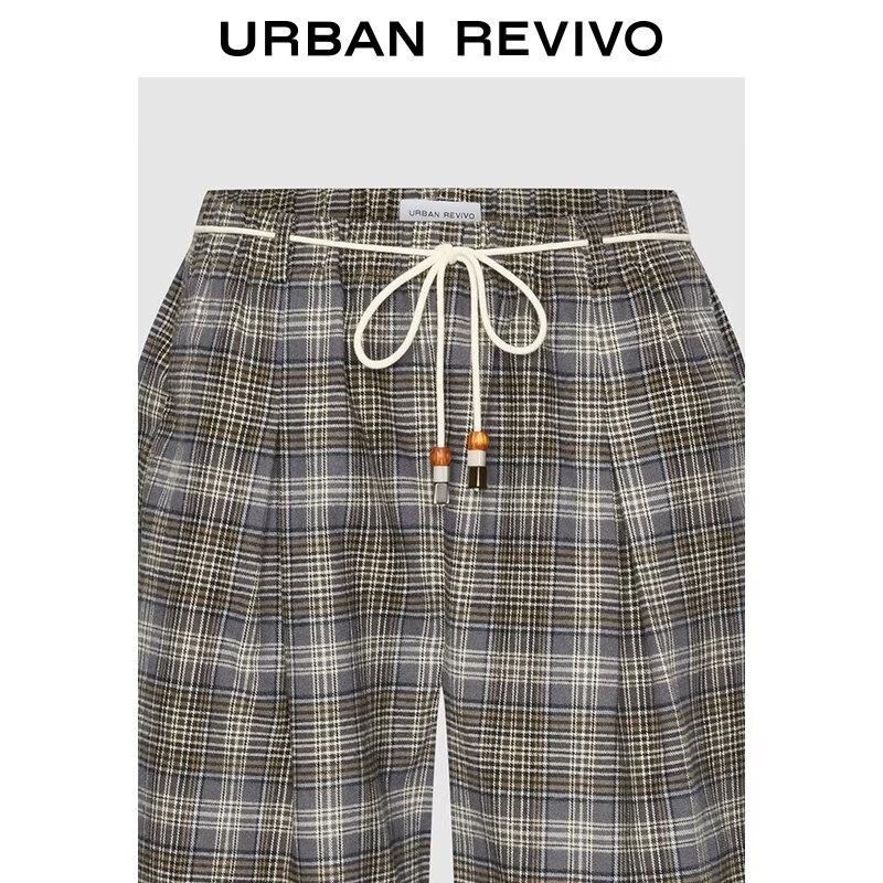 Women's High-Waist Plaid Loose-Fit Pants