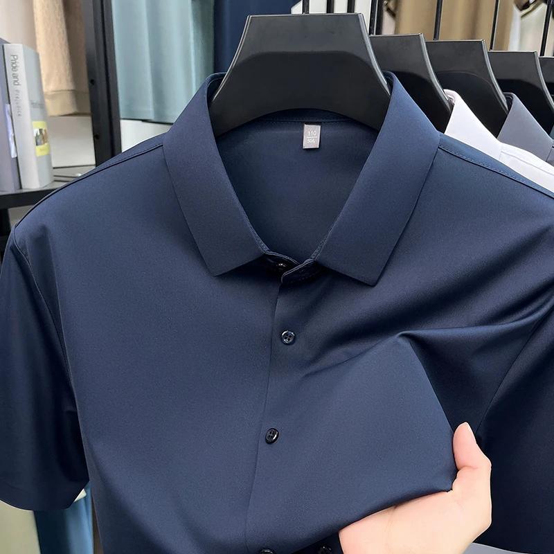 Mens Everyday Shirt Short Sleeve Ice Silk MoistureWicking for Business Events
