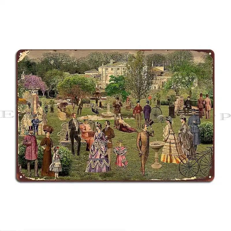Victorian Park Metal Signs Pub Mural Customize Garage Party Tin Sign Poster