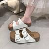 New Birken Leather Cork Slippers For Women And Men Fashion Summer Ladies All-Match Sandals Shoes soft-Soled Casusal Sandals