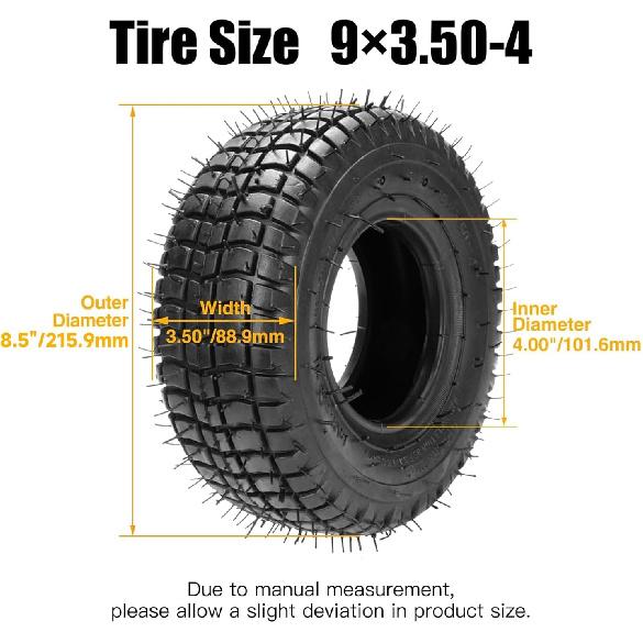 FVRITO 9x3.50-4 9x3-1/2 Tire and Inner Tube for Mini ATV Quad Go Kart Petrol Electric Gas Skateboard Scooter Mini Choppers Garden Lawnmower Tractor