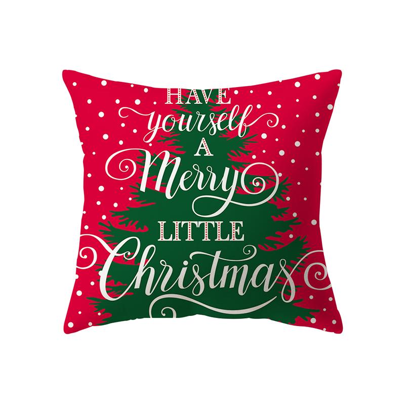 Merry Christmas Tree Decoration Printed Pattern Cushion Cover Home Living Room Sofa Decoration Polyester Pillow Pillow Cover