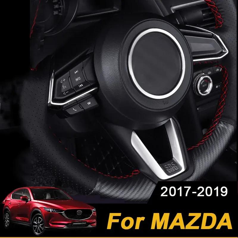 Car Steering Wheel Trim Circle Sequ Cover Sticker Moulding For Mazda CX-3 CX-5 2 Demio M3 Axela M6 Atenza 2017 2018