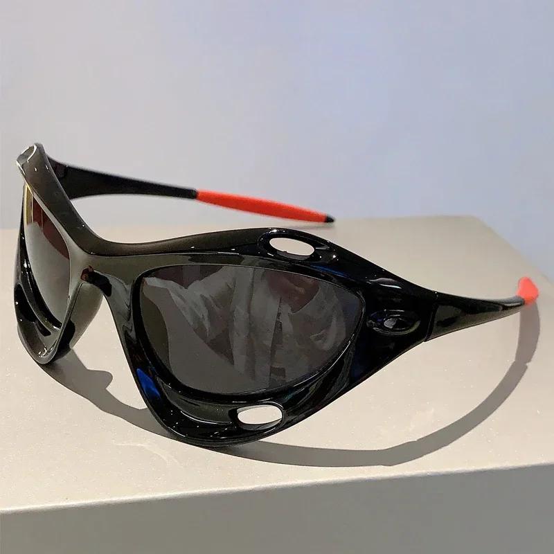 New Y2k Sunglasses Fashion Futuristic Punk Mirror Sports Men Eyewear Trendy  Design Outdoor UV400 Shades for Women