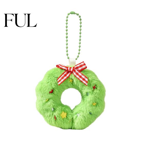Decorative Plush Accessories Christmas Keychain, Cute Stuffed Santa Wreath Gingerbread Ornaments, Soft Cartoon Keychains for Bags Holiday Bag