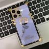 Luxusní Glitter Gold Rose Flower Cover Square Diamond Case pro Samsung Galaxy Huawei Xiaomi Redmi iPhone VIVO OPPO