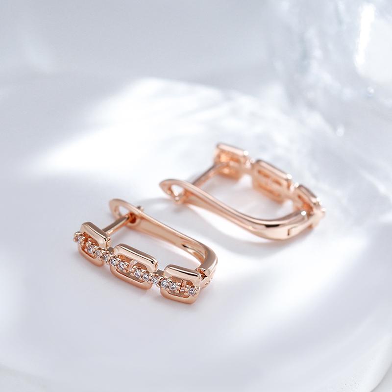 Chain Design Zircon Earrings Women Gold Color Trendy Jewelry Daily Accessories