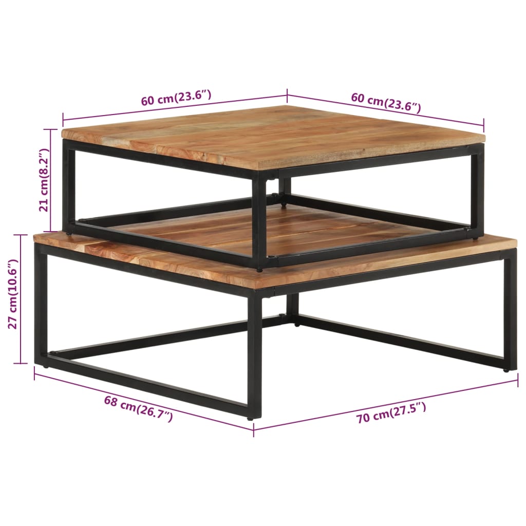 Nesting Tables 2 Pcs. Solid Acacia Wood