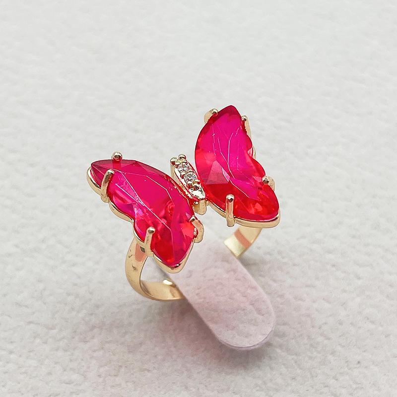 

16 Colors Crystal Butterfly Ring Fashion Popular Women s Party Jewelry Charm Adjustable Ring Best Friend Gift Wedding Gift KC розы красного