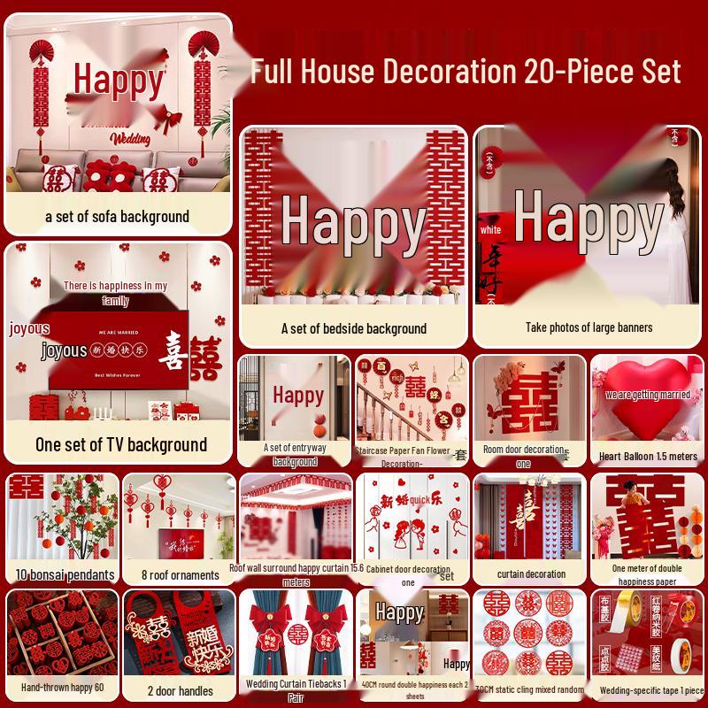 Wedding Ceremony Room Décor Set: Bridal & Groom's Room, Living Room Sofa & Background Wall Decorations