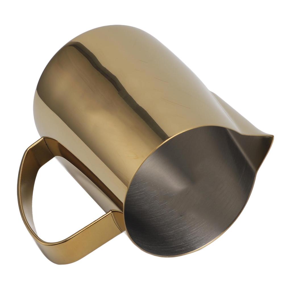 Milk Frothing Pitcher 304 Stainless Steel Coffee Steaming Pitcher Multipurpose Coffee Milk Cup for Home Golden 600ml