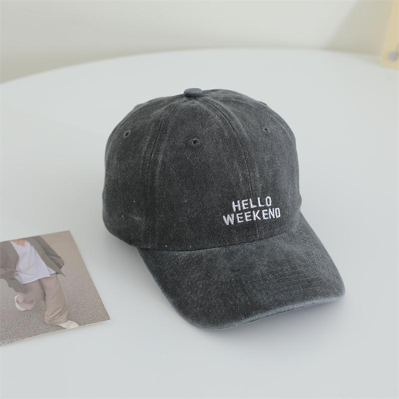 

Original Korean Version of Old Multi-row Letter Embroidered Baseball Hat for Women Soft Top Baseball Hat Japanese Retro Sun Hat adjustable