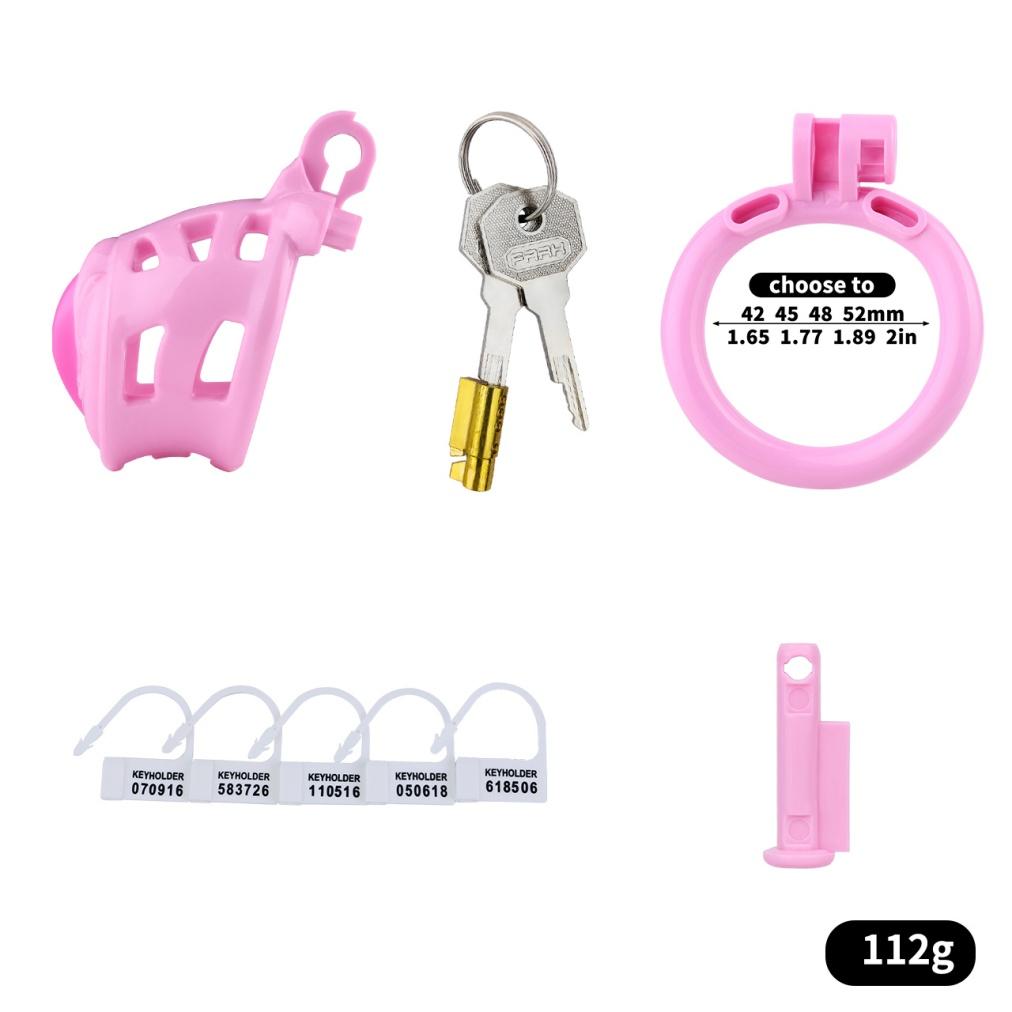 FRRK ABS Resin Pink Chastity Cage 3D Print Plastic Cage Male Chastity Device Penis Lock BDSM Chastity Lock Fetish Sex Toys