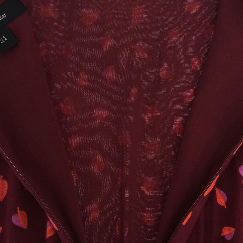 Karen Walker Leaf Pattern Long Sleeve Knee-length Dress 2 Red Series Women Used