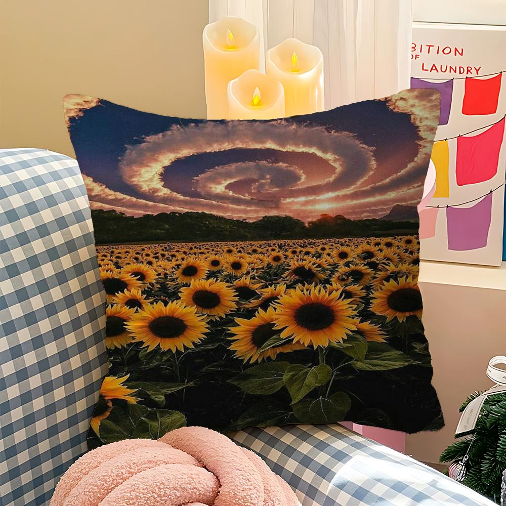 Nature Blue Sky Cloud Sunflower 45*45cm Cushion Cover Pillow Cover Decor Pillowcase Home Pillowcase For Couch Pillow