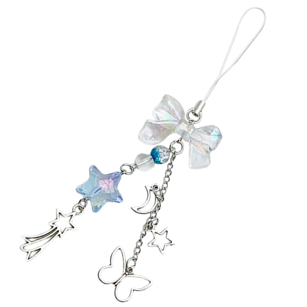 Sweet Bowknot Phone Charm Star Butterfly Pendant Keychain for Bag Accessory Phone Strap Lanyard Beaded Key Chain Jewelry