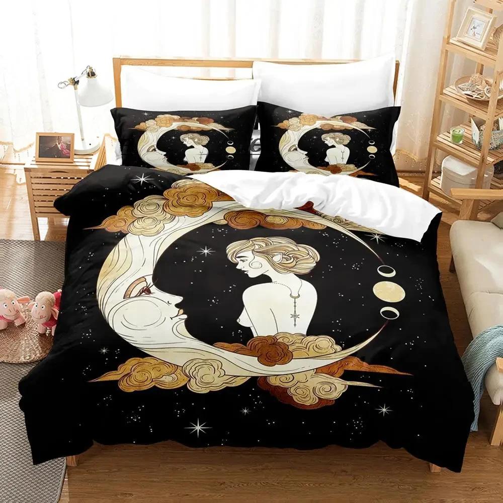  Witch's Moon Bedding Set Single Twin Full Queen King Size Aldult Boys Bedroom Duvetcover Sets Anime Bed Sheet Set New