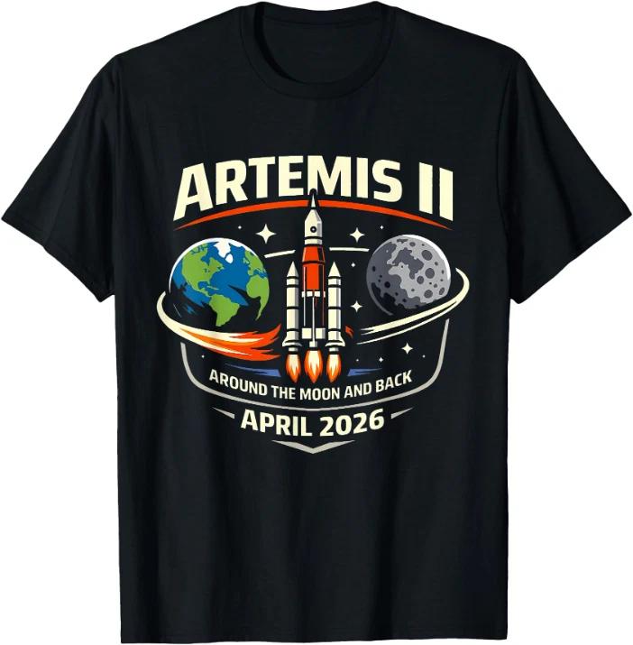 Vintage Artemis II Return to The Moon Mission Patch 2026 T-Shirt 2XL