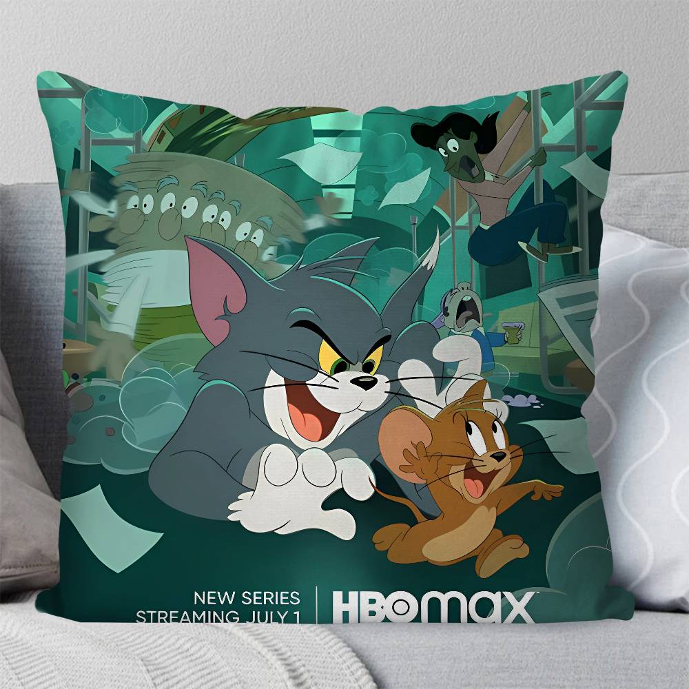 Cartoon T-Tom And J-Jerry Pillow Case Square Pillow Bedroom Sofa Leisure Comfort Cushion Car Living Room Home Decoration