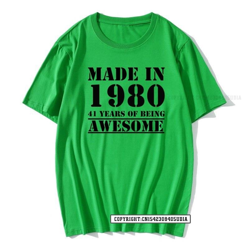 Grappig Gemaakt In 1980 41 Jaar Geweldig Zijn Verjaardag Print T-shirt Katoenen T-shirts Mannen Slim Fit Modieuze Tops Shirt