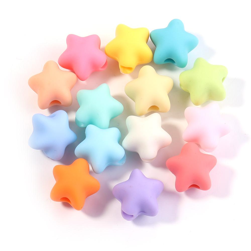 10Pcs Acrylic Macaron Color Star Beads Cute Dopamine Pentagram Loose Beads DIY Earring Necklace Bracelet Jewelry Making Finding